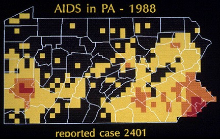 chorodot of AIDS cases in Pennsylvania