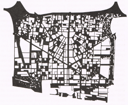 A portion of Ronald Horvath's map 'Automobile Territory' as printed in the Nuclear War Atlas