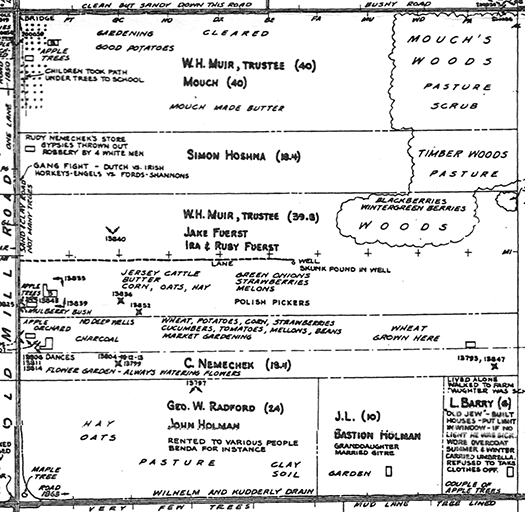 A portion of the 'Fitzgerald District Farm Era 1900-1925' created by cartographer George Shenkar for William Bunge's 'Fitzgerald: Geography of a Revolution'