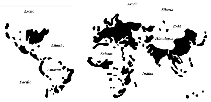 William Bunge's map, 'Islands and Continents of Mankind'