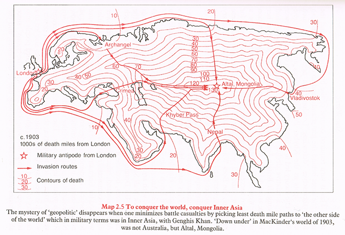 Map 2.5 ('To conquer the world, conquer Inner Asia') from William Bunge's Nuclear War Atlas