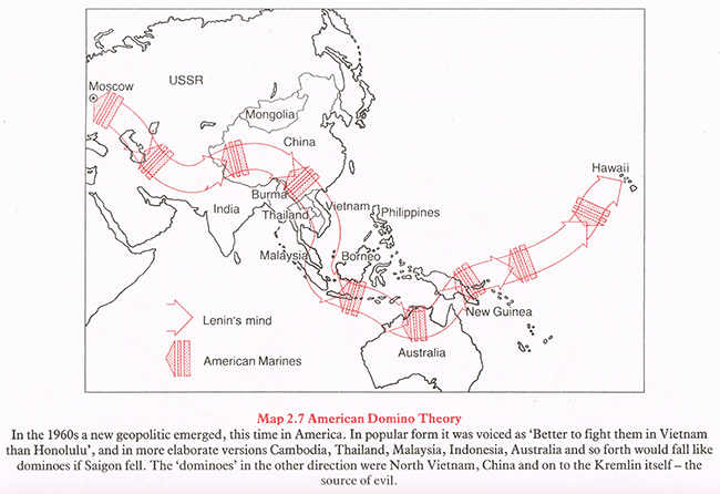 Map 2.7 ('American Domino Theory') from William Bunge's Nuclear War Atlas